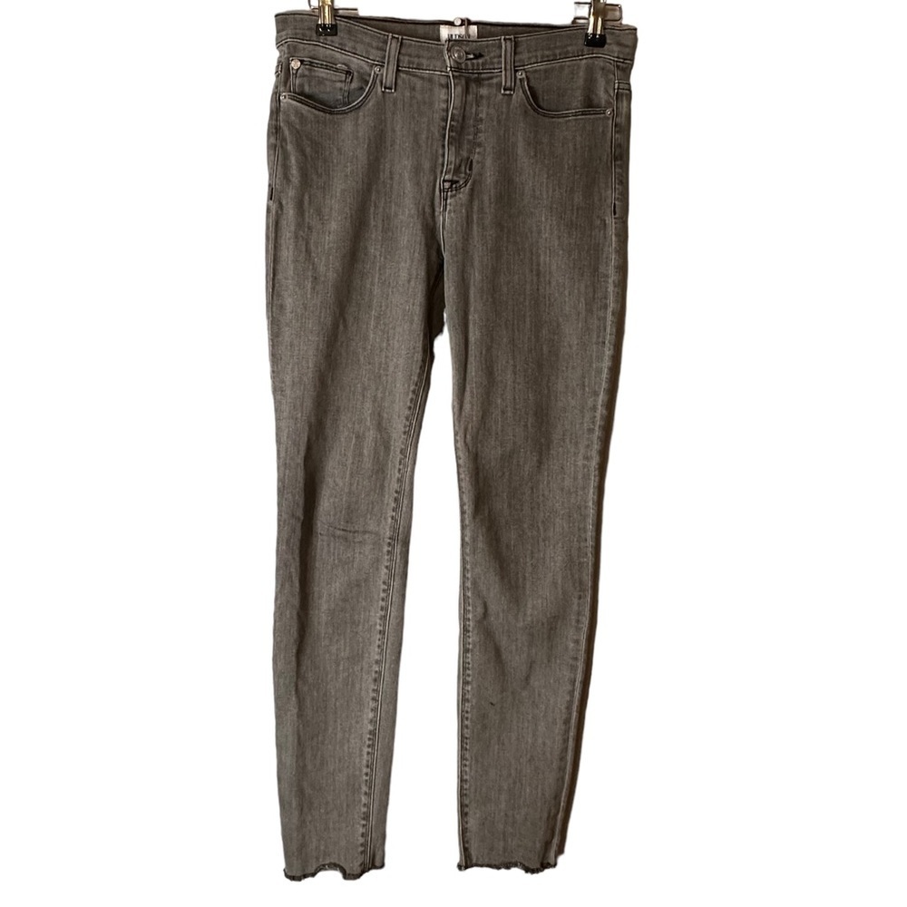 Hudson Nico Midrise Raw Hem Gray Skinny Jeans Ankle Stretch Denim Size 28